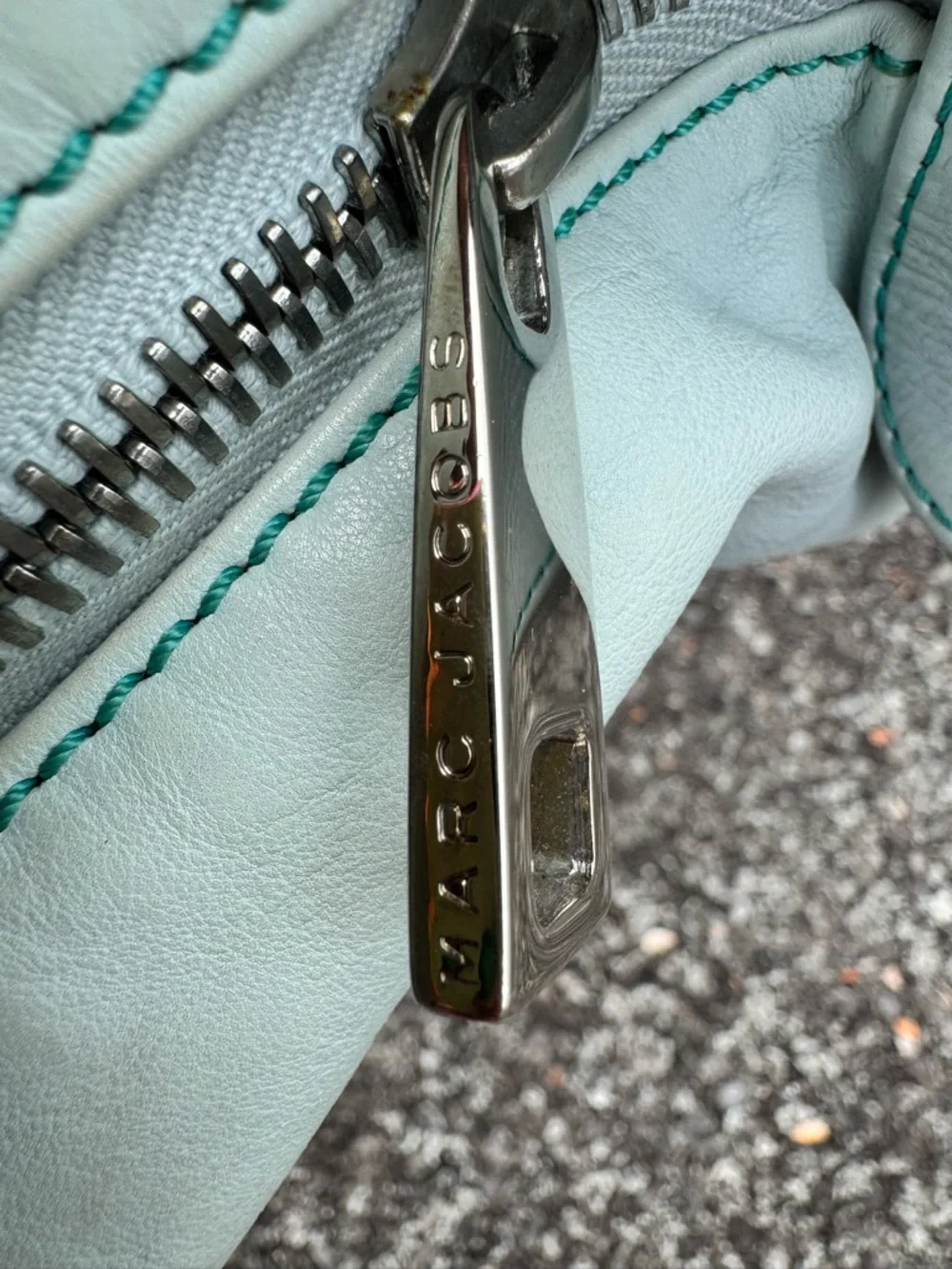 Marc Jacobs Light Mint Green Leather Hobo Bag Made in Italy Silver Hardware